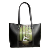 Deer Pattern Leather Carving Handmade Spacious Tote Bag